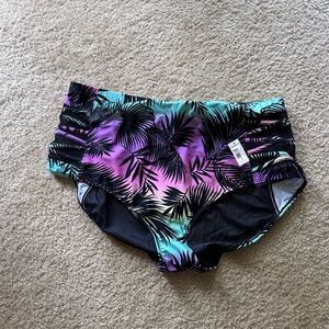 torrid Black Tropical Print High-Waist Bikini Bottoms